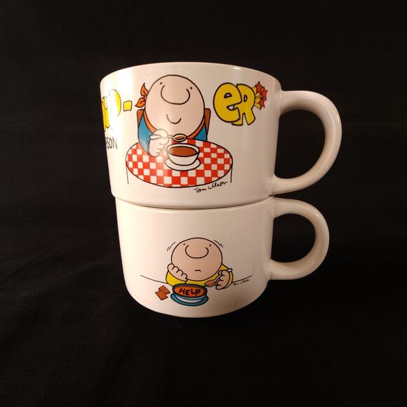 Vintage Ziggy Soup Coffee Mugs Stoneware Set 2 Tom Wilson Classic Cartoon 1980 - Picture 2 of 9